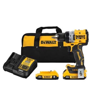 Imagem de DEWALT Kit de furadeira/chave sem fio 20V MAX XR, sem escova, compacto, com 2 baterias e carregador (DCD800D2)