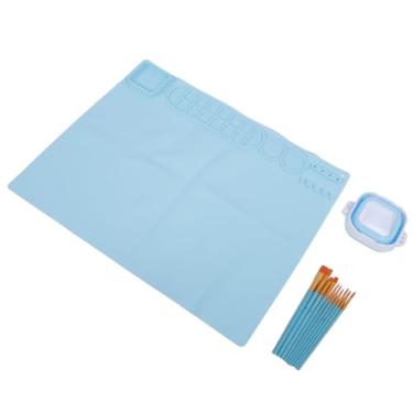 Imagem de Tapete de Desenho de Silicone, Flexível Multifuncional Silicone Tapete 10 Pincéis para Fabricação Jóias Barro (Azul)