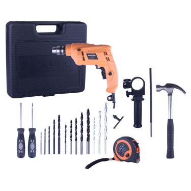 Imagem de Kit Furadeira de Impacto 3/8" 19 Peças 650W Mondial Rodrigo Hilbert FIRH01M 127V