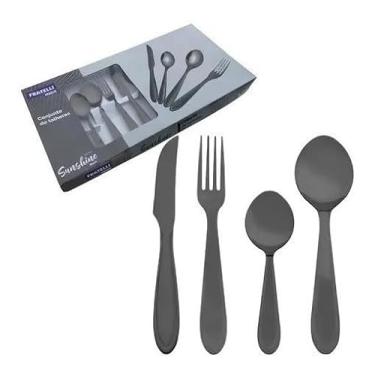 Imagem de Faqueiro Black Sunshine, 24 Peças em Aço Inox, Conjunto de Talheres Preto com 6 Garfos, 6 Facas, 6 Colheres de Mesa e 6 Colheres de Chá