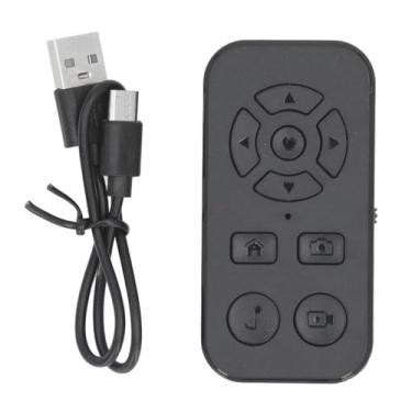 Imagem de Página de controle remoto Bluetooth Turner 9 Chaves Recarregam o smartphone sem fio Rolling Clicker para gravar vídeo e leitura móvel Reading ABS Material Tipo C Carregamento (Preto)
