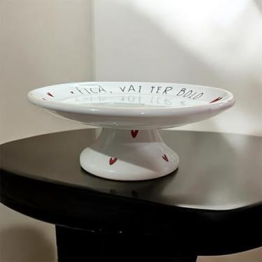 Imagem de Boleira Média Para Servir Bolo 22cm Com Suporte de Cerâmica