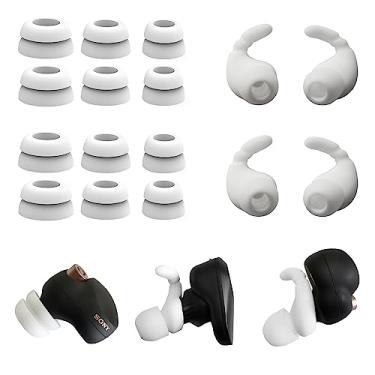 Imagem de Mijusun Pontas Antiderrapantes Para Fones De Ouvido Com Ganchos Orelha Substituição Flange Dupla Sony Wf-1000Xm5/ Wf-1000Xm4/ Wf-C500/Linkbuds S Sem Fio, Branco