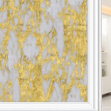 Imagem de Película de janela de privacidade de mármore, textura de estilo mármore, filme de vidro para sala de estar e escritório em casa, L90 x C 190 cm