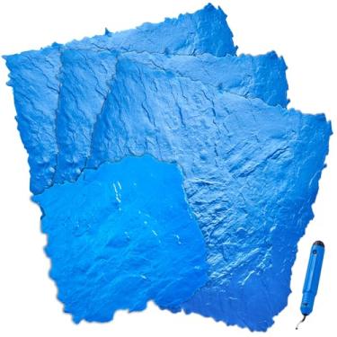 Imagem de VEVOR Tapete de carimbos de concreto, 91 x 91 cm e 45 x 45 cm, 4 peças de textura de concreto de pele de poliuretano tapete de textura de azulejo de pedra, impressão de piso de ardósia, moldes de