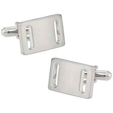 Imagem de Abotoaduras prateadas estilo fivela retangular com caixa de apresentação Cuff-Daddy