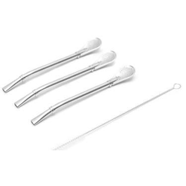 Imagem de BALIBETOV [Novo] Canudo de aço inoxidável de erva mate - Conjunto de bombillas para beber cabaça Mate - 16 cm de comprimento (16 cm) (conjunto de 3)