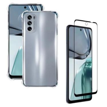 Imagem de Capa Capinha Anti Impacto + Película de Vidro Temperado 3D Para Moto G62 Tela De 6,5 Polegadas - (Bluepink)