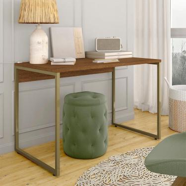 Imagem de Escrivaninha 1,20m Estilo Industrial Vancouver Dourado/freijó - M.a
