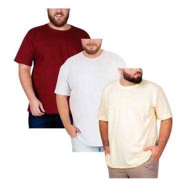 Imagem de Kit 3 Camisetas Masculinas Algodão Egipcio Cores Vibrantes - Hs, Branc