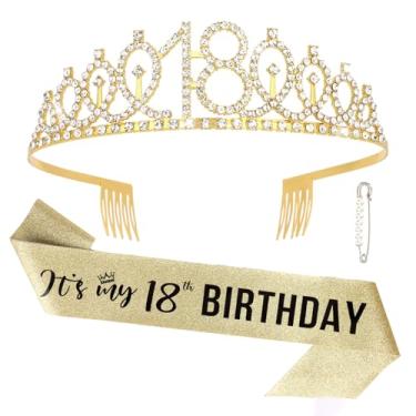 Imagem de Semato Decorações de aniversário de 18 anos para meninas, presentes de coroa e faixa de aniversário de 18 anos para meninas, artigos de festa e lembrancinhas