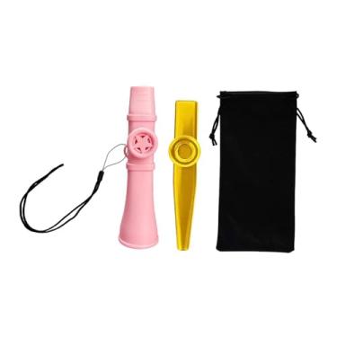 Imagem de KiBcsLic 2 peças de flautas kazoo instrumentos musicais exclusivos com bolsa de armazenamento brinquedos de acompanhamento flautas de boca para teclado piano, Rosa