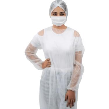 Imagem de Avental Descartavel Manga Longa Branco Tnt 40g Kit 10 Un.