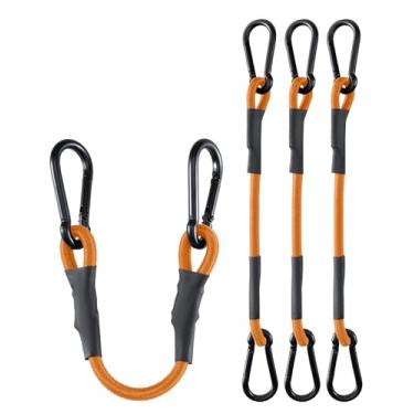 Imagem de Pacote com 8 cabos elásticos resistentes de 91 cm com mosquetão, tiras elásticas de força máxima de 86 kg para carga, bicicleta, carrinho, rack de teto, caminhão, barraca, acampamento, motocicleta