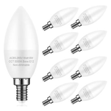 Imagem de Lâmpada LED de candelabro Marxlait 6W 5000K E12 120V, pacote com 8
