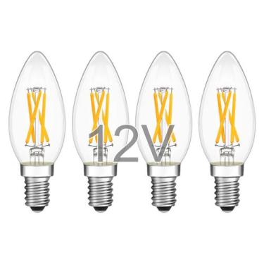 Imagem de Lâmpadas LED de candelabro TOKCON 12V 4W E12 2700K, pacote com 4