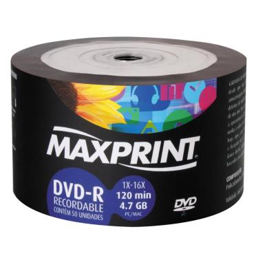 Imagem de DVD-R 4.7GB 16x - Tubo com 50 unidades - Maxprint 506161