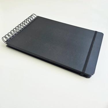 Imagem de Álbum De Fotos Scrapbook Papel Preto, A4 27x19 cm, Espiral, 50 folhas/ 100 páginas gramatura 180g - Folhas Grossas, Folhas Pretas, Sketchbook Caderno