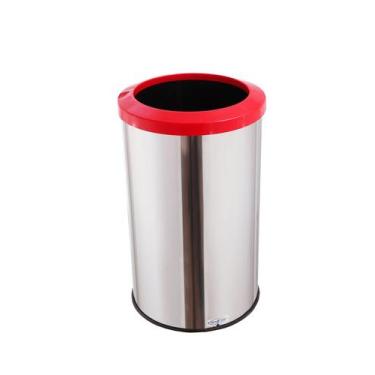 Imagem de Lixeira Inox Com Aro Esmaltado 35 Litros Banheiro Cozinha - Aldinox, V