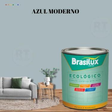 Imagem de Esmalte Sintético Brasilux Base Água Ecologico Cor Azul 800ML Brilhant