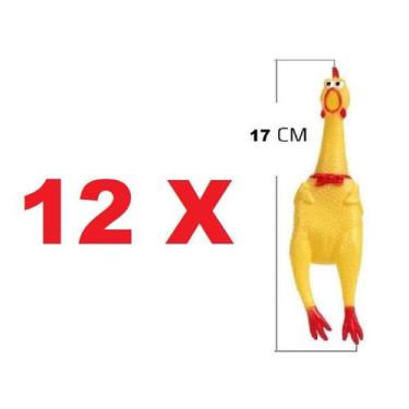 Imagem de Kit com 12 Galinha Frango Mordedor 17 CM - Frango Gritador - VETMOC