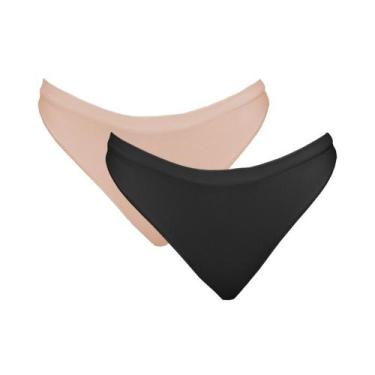 Imagem de Kit 2 Calcinhas Tanga Hanes 1148 Rosé/Preto - M, M, Rosé, Preto