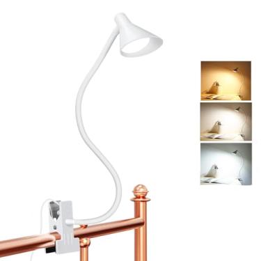 Imagem de LiFMIRA Lâmpada de mesa, luz de leitura USB, 3 modos de cores, 10 brilho regulável, braçadeira para cuidados com os olhos, lâmpada de mesa flexível para leitura na cama e na mesa