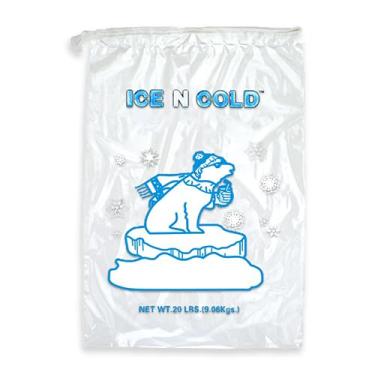Imagem de ICE N COLD Sacos de gelo de 3,6 kg/4,5 kg/9 kg com fecho de cordão | Espessura de microfone 37-50 | Armazenamento Poratble e suporte para freezer (50 quilates, 9 kg)