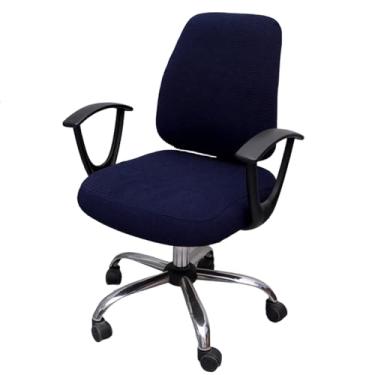 Imagem de Lzyjckh Capa para cadeira de escritório, Protetores para cadeiras de computador, Capas elásticas removíveis e giratórias para encosto de cadeira, para escritório, casa, bar,Dark blue