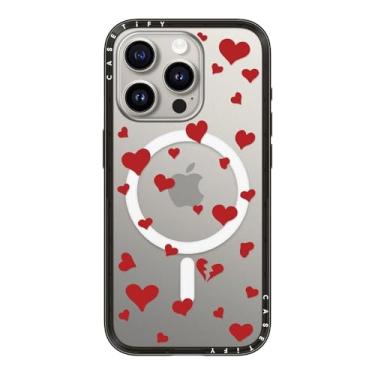 Imagem de CASETiFY Capa compacta para iPhone 15 Pro [fina e elegante/compatível com Magsafe/1,2 m. Proteção contra quedas de nível militar] - Lost in Love - Preto transparente