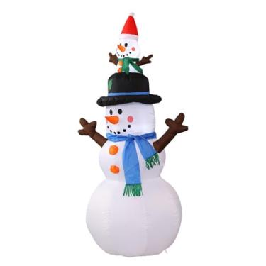Imagem de Fenteer Boneco de neve inflável de Natal, enfeite de Natal de 5,91 pés, grande, engraçado, interno e externo, iluminado, para parque, pátio de férias