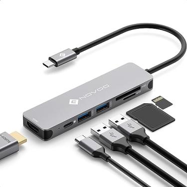 Imagem de Hub USB C HDMI, adaptador USB C Dongle MacBook Pro com PD de 100 W, adaptador USB C 6 em 1 4K USB-C para HDMI, 2 portas USB 3.0 e leitor de cartões SD/TF para iPad Pro/MacBook Pro Air/dispositivos tipo C