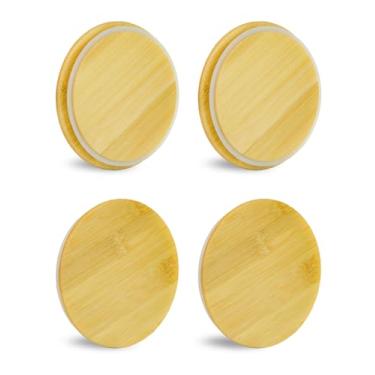 Imagem de TERESRY Tampas de madeira de substituição para recipientes de vidro Pyrex 7200 * 4, tampas de bambu para tigelas de vidro Pyrex 2 xícaras, capas de tigela com junta de silicone à prova de vazamento