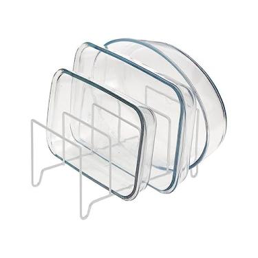 Imagem de Organizador para Refratários Branco – Suporte Aramado de Cozinha 15x27x14 cm para Travessas e Assadeiras