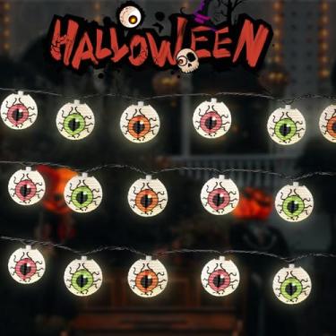 Imagem de Luzes de lanterna de globo ocular de Halloween, cordão de luzes de globo ocular de 2,6 m com 10 lanternas de LED, luzes de olho de Halloween à prova d'água para casa, jardim, quintal, janela, varanda