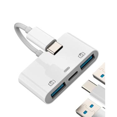 Imagem de Adaptador USB-C para USB A 3 em 1 tipo C de carregamento OTG acessórios para Apple para iPhone15 Pro Max Plus para iPad Pro Air MacBook compatível com Samsung Thunderbolt Charger Converter Mouse Port