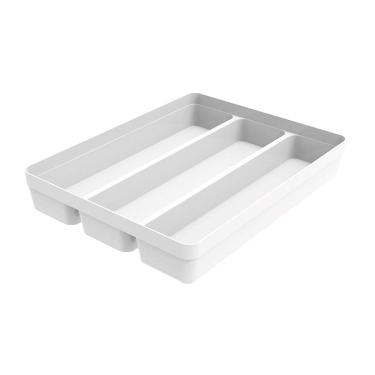Imagem de Organizador de Talheres Para Gaveta 3 Divisórias Plástico Cozinha Branco - 401043 Crippa