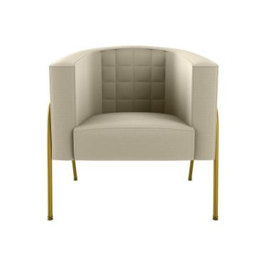 Imagem de Poltrona Decorativa Descanço Base Em Metal 1 Lugar Lisboa Matrix Bege-dourada