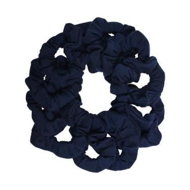 Imagem de Laços de cabelo Scrunchies Motique Accessories Solid Navy (pacote com 