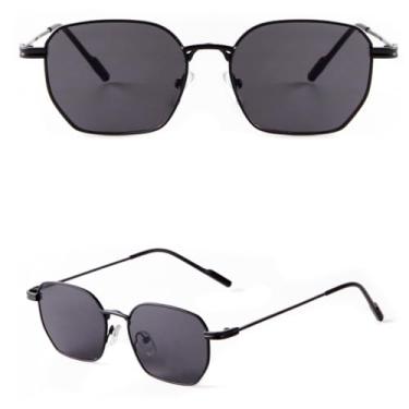 Imagem de VFDHN Óculos de sol retrô com armação retangular de metal, lentes femininas, masculinas, fashion, pequenos tons, uv400 (6)