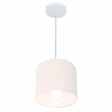 Imagem de Lustre Pendente Cilíndrico Md-4046 Cúpula Em Tecido 18x18cm Branco - Bivolt