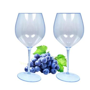 Imagem de Kit Vinho 2 Taças Grandes 580 ml Poliestireno Azul Cristal