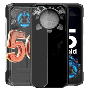 Imagem de TNKISRY Capa para celular Doogee Blade20 Play [6,6 polegadas], capa macia de TPU protetora preta, posição precisa do orifício, película protetora de tela temperado [1 unidade]