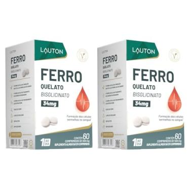 Imagem de KIT 2X Ferro Quelato Bisglicinato 60 comprimidos - Lauton