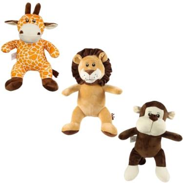 Imagem de Trio De Pelúcias Safari 25cm Animais Dia Das Crianças Natal Bebê Baby Presente Festa Antialérgico Kwaii Festa Brinquedo Menina Menino Tematico Pré Definido Escolha O Seu! (Girafa Leão Macac)