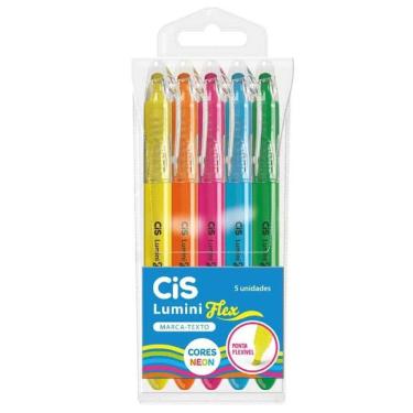 Imagem de Pincel marca texto Lumini Flex Neon 5 unidades - Cis