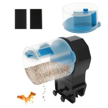 Imagem de Alimentador automático de peixes, dispensador automático de alimentos para peixes com temporizador, dispensador de alimentação inteligente ajustável de fuso horário duplo, alimentador inteligente de