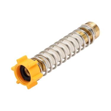 Imagem de MEASUREMAN Protetor de mangueira flexível, conector de latão de 3/10.2 cm - Elimina torções e tensão na torneira para trailer, mangueira de jardim, lavagem de carro, adaptador de mola antifriso para