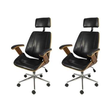 Imagem de Kit 2 Cadeiras para Escritorio Presidente Bergen 3331 Preto