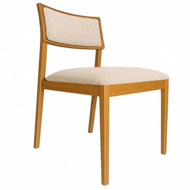 Imagem de Cadeira Siena Madeira Maciça Com Estofado Em Tecido 2 Peças - Élpis Móveis Bouclê Natural Nogueira